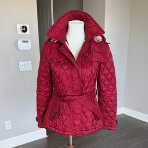 Women's Burberry Brit Quilted deep Red Jacket